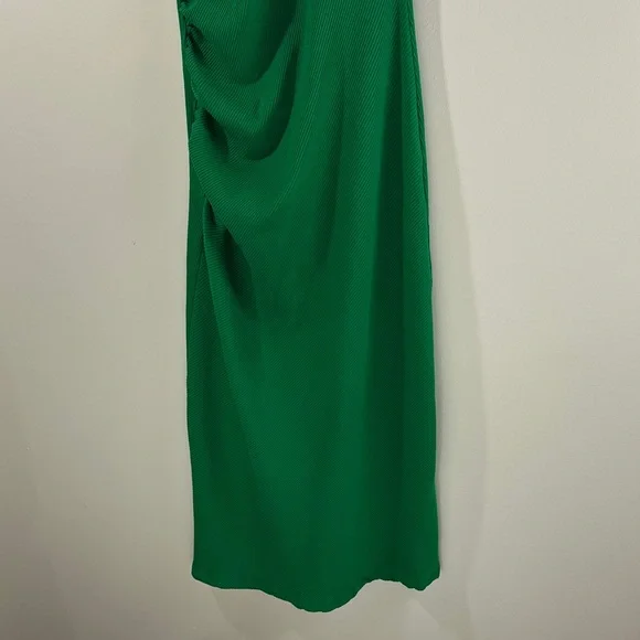 Zara Sleeveless Green Midi Dress Ribbed Fitted Size Small - Picture 2 of 8